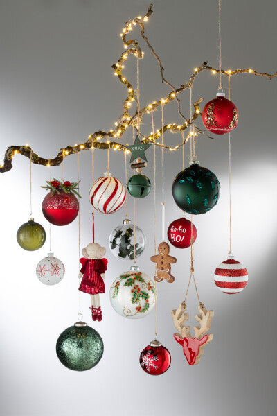 Doos Van 4 Kerstbal Motief Fluweel Bordeaux/Goud