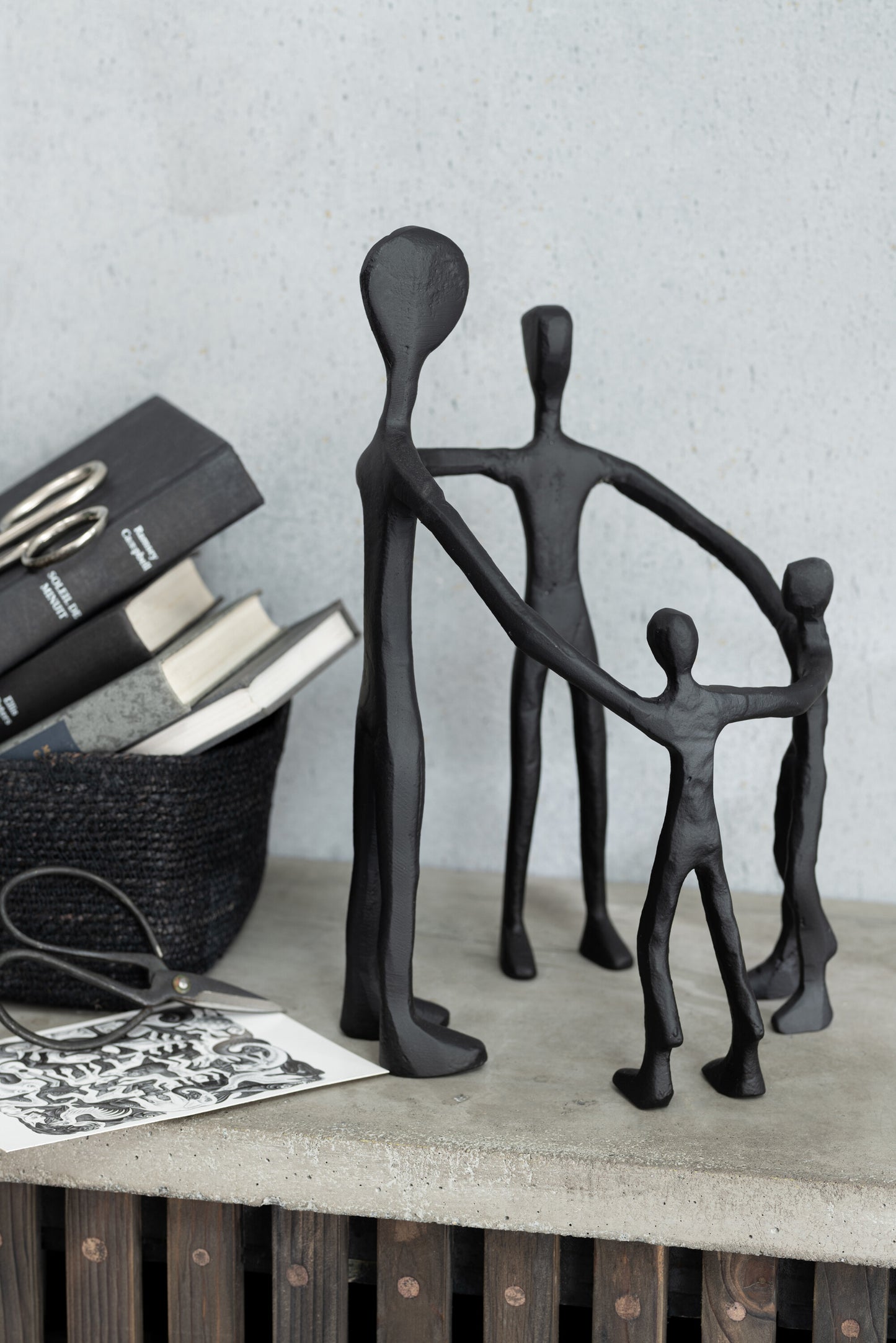 Figuur Familie Kring Aluminium Zwart