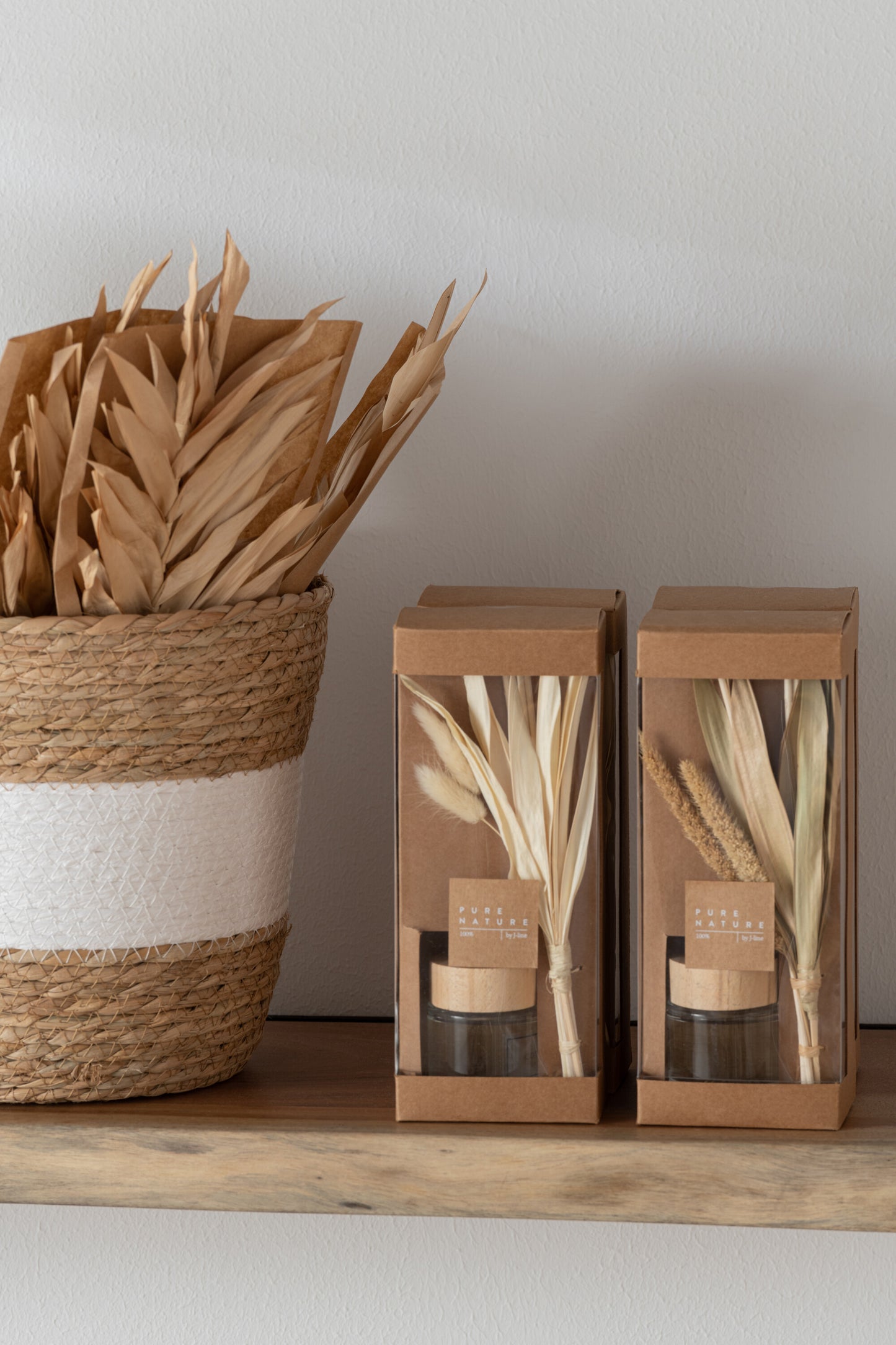 Geurolie + Bloemen Glas Groen/Naturel Assortiment Van 2
