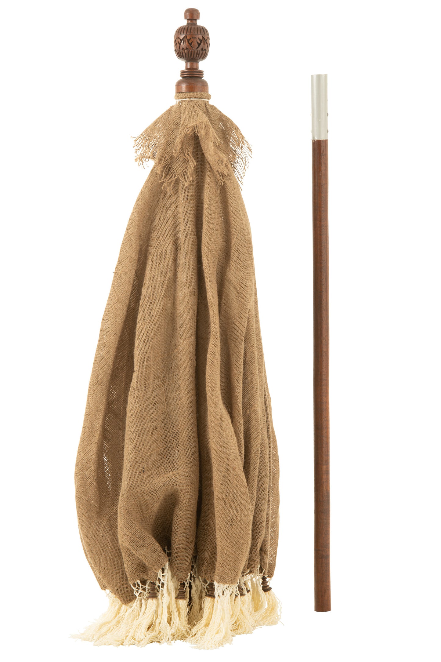 Parasol Brush+Foot Jute/Wood Beige/White Large