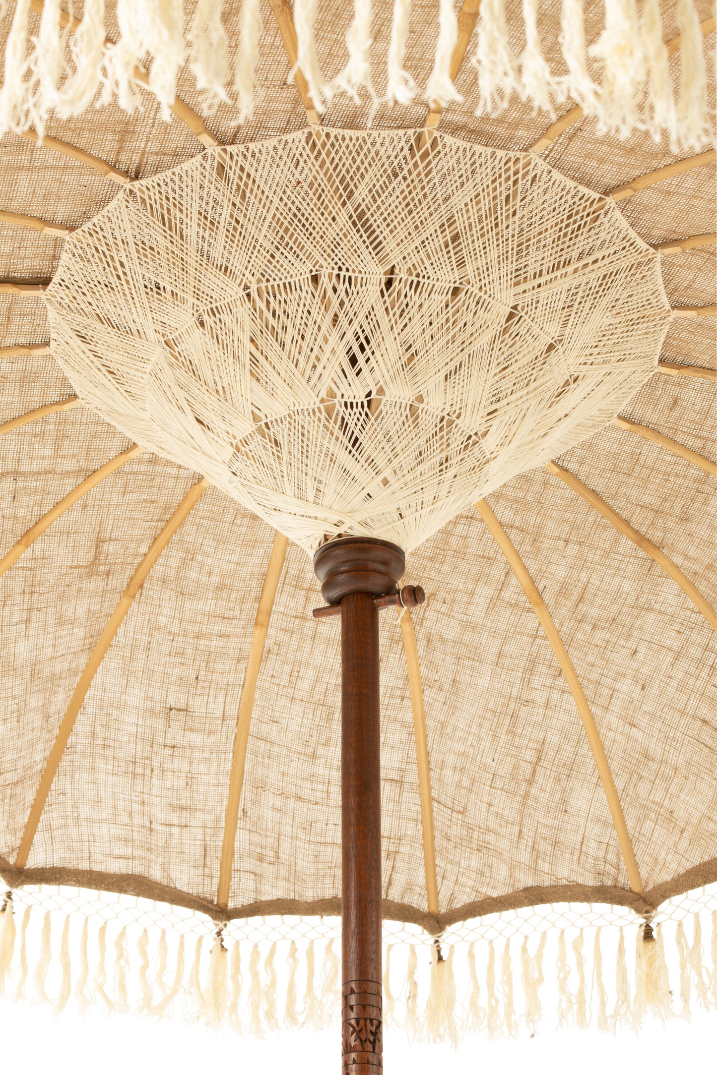Parasol Brush+Foot Jute/Wood Beige/White Large