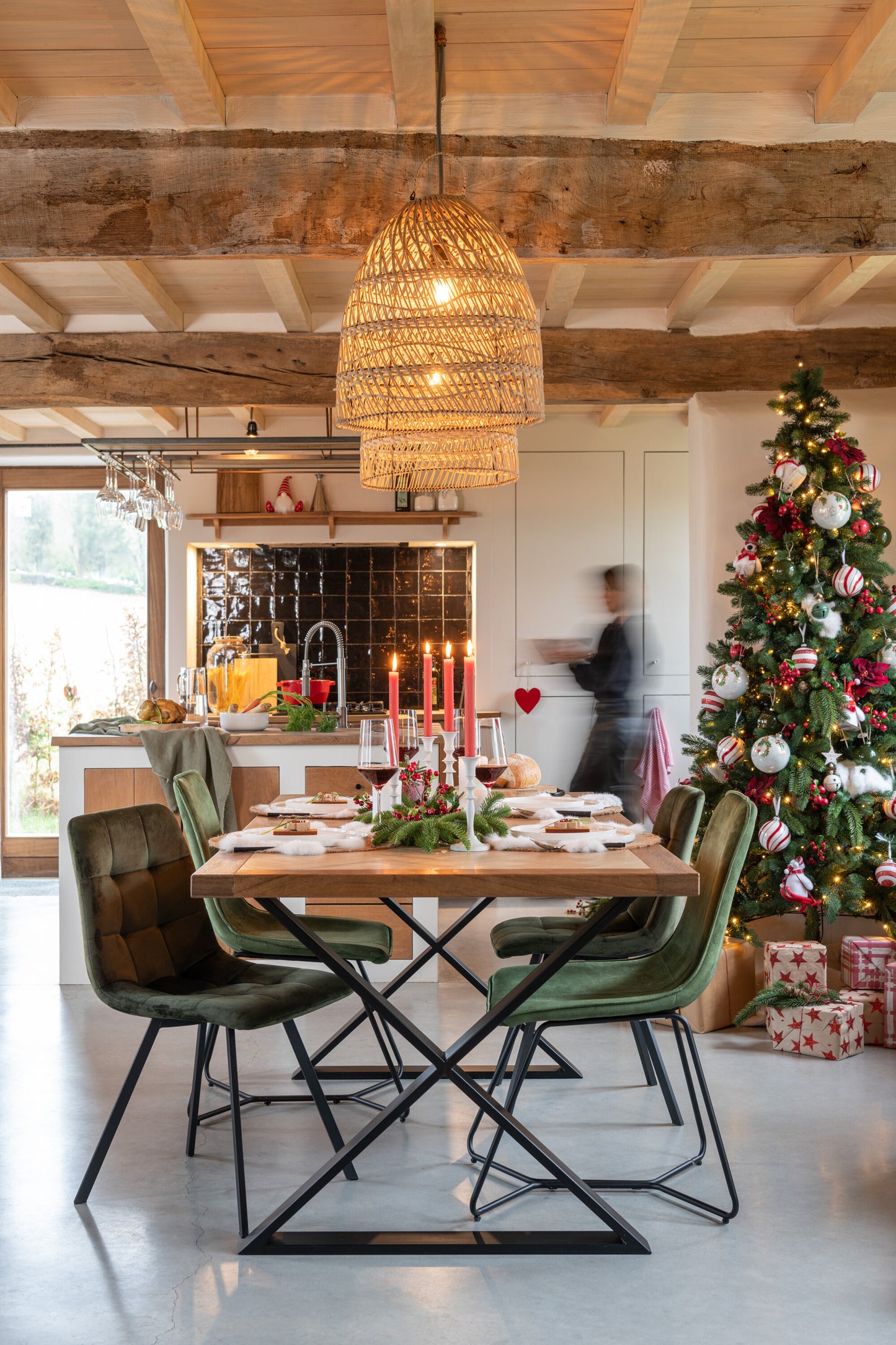 Kerstboom+Led Lichtjes Half Muur Plastiek Groen
