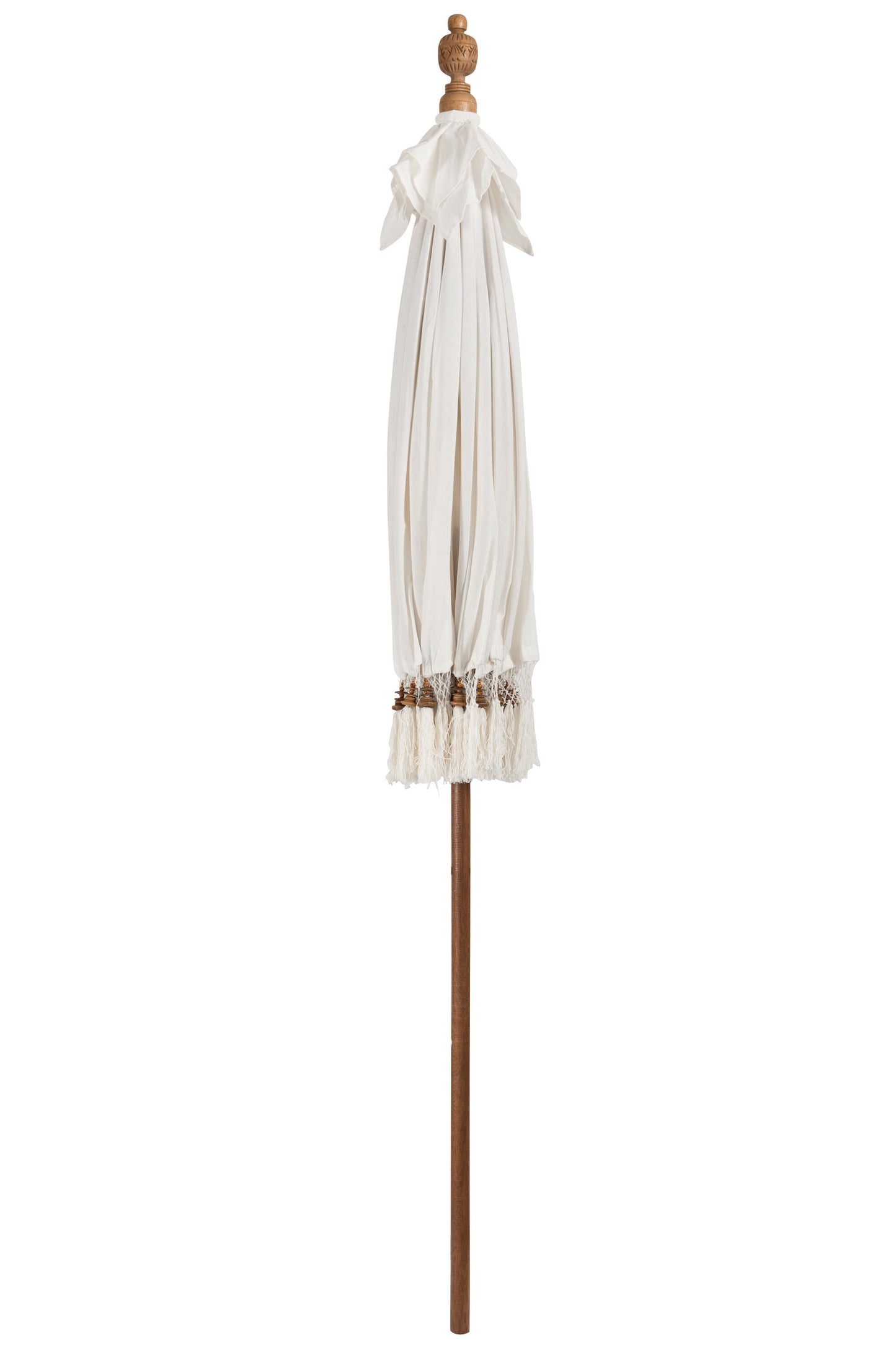 Parasol+Kwast Katoen/Hout Wit Bruin Large