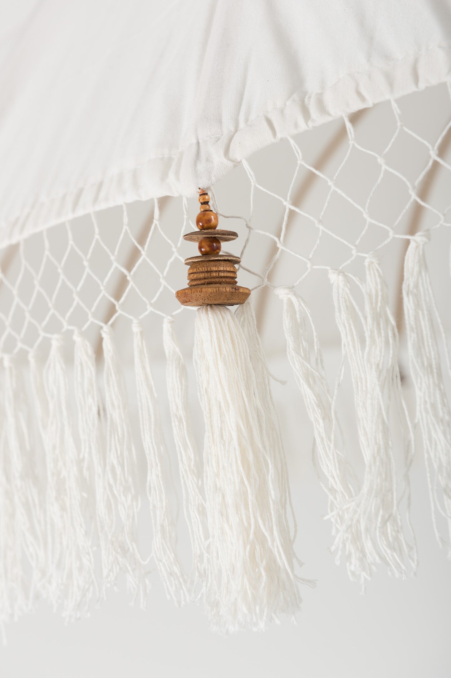 Parasol+Kwast Katoen/Hout Wit Bruin Large