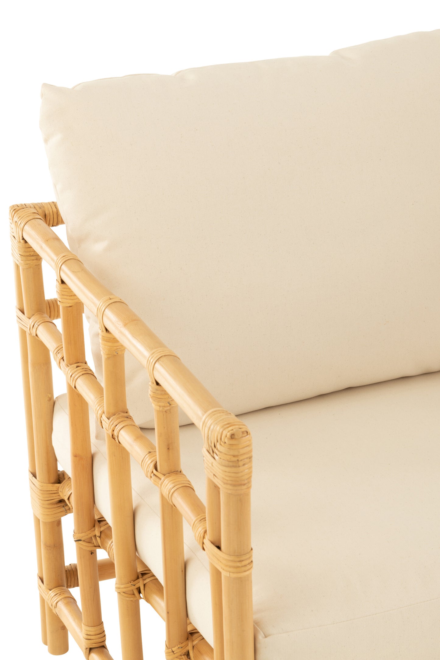 Armstoel Elise+Kussen Rotan/Textiel Naturel/Wit