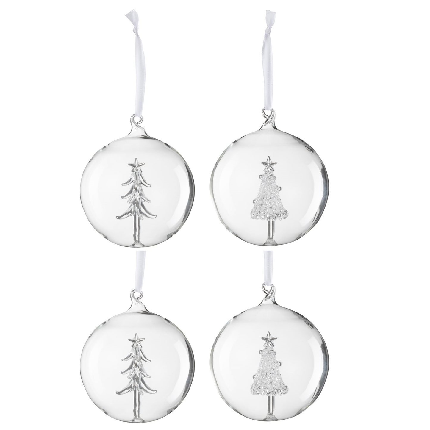 Doos Van 4 Kerstbal 2+2 Dennenboom 3d Glas Transparant