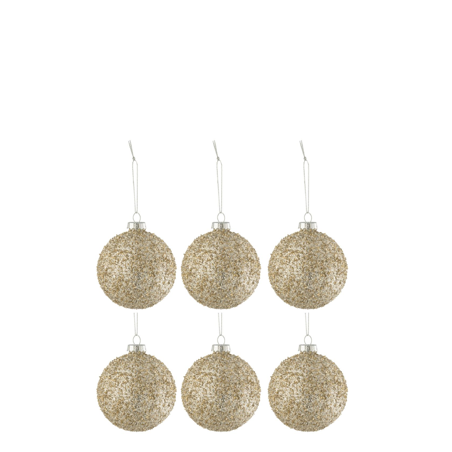 Doos Van 6 Kerstballen Glitters Glas Goud Mix