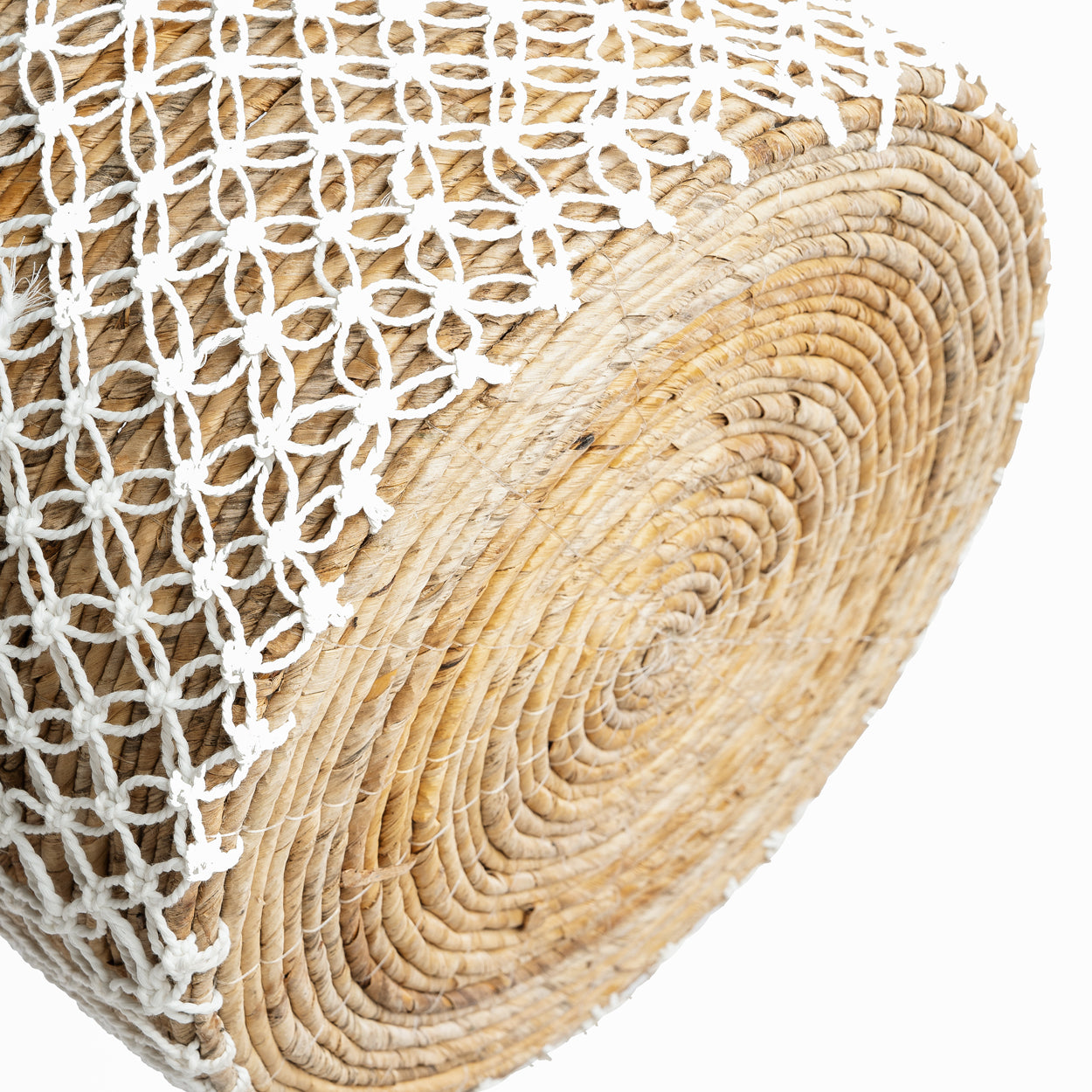 The Cross Stitched Macramé Basket - Natural White - L
