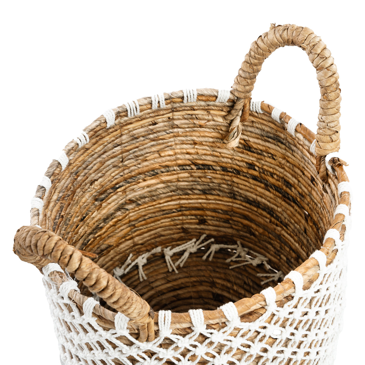 The Cross Stitched Macramé Basket - Natural White - S