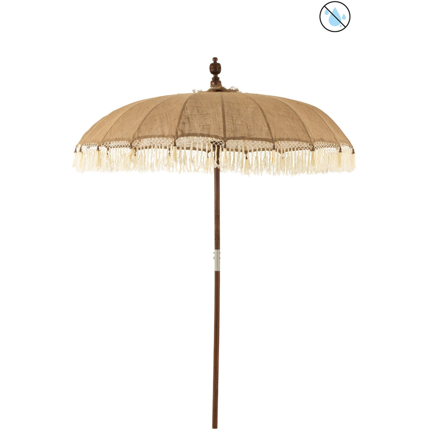 Parasol Kwast+Voet Jute/Hout Beige/Wit Large