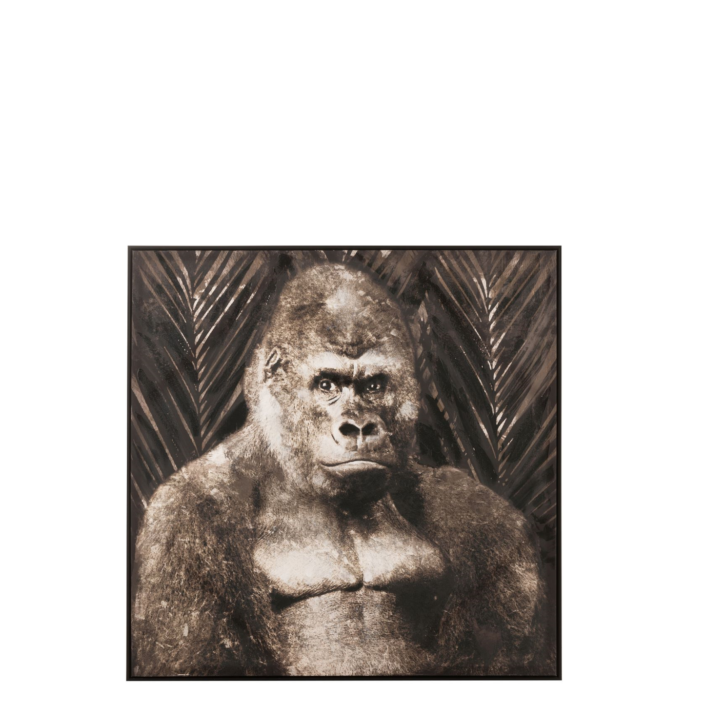Schilderij Gorilla Canvas/Hout Donkerbruin