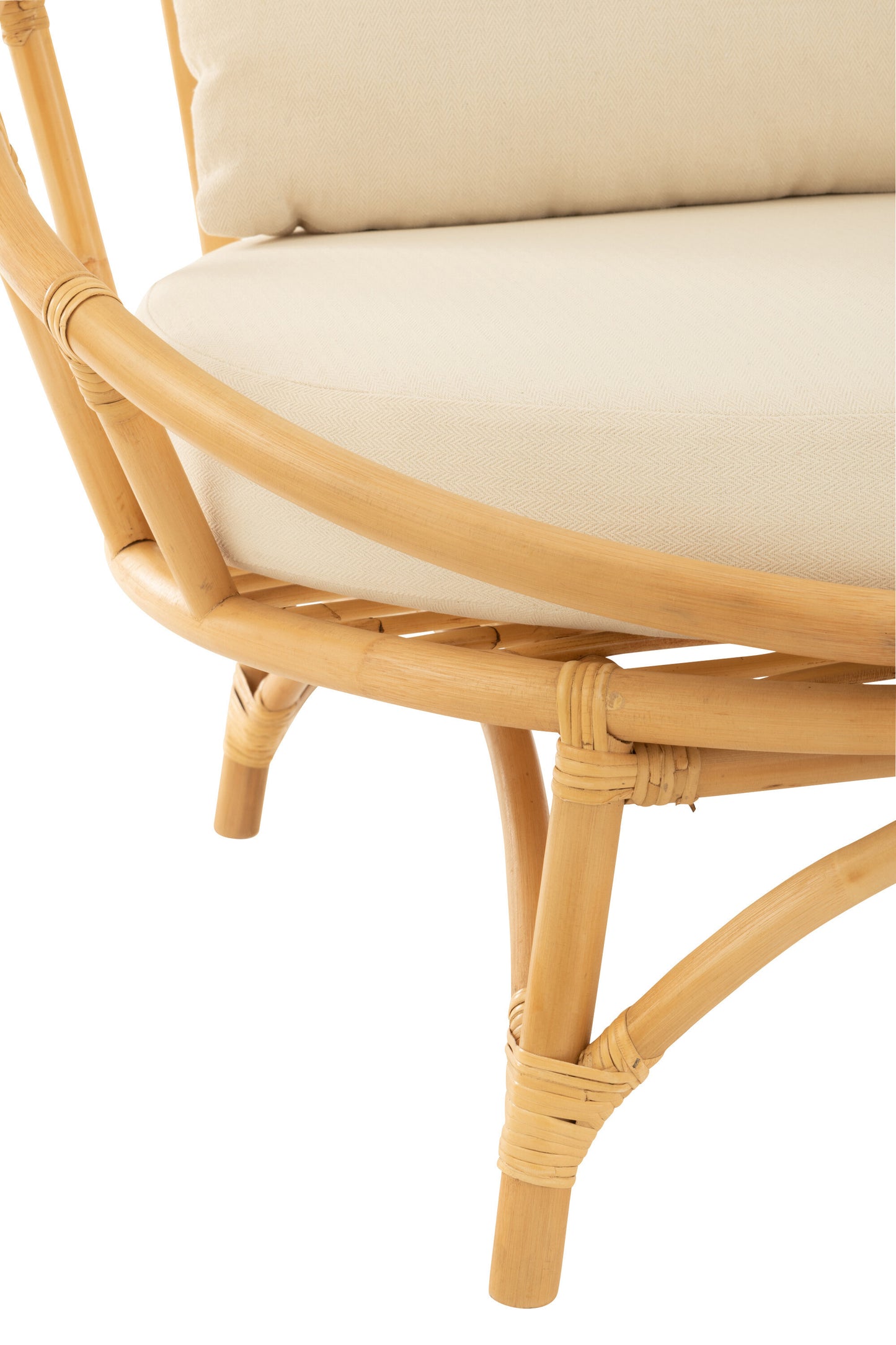 Stoel+Kussen Rotan/Textiel Naturel/Wit
