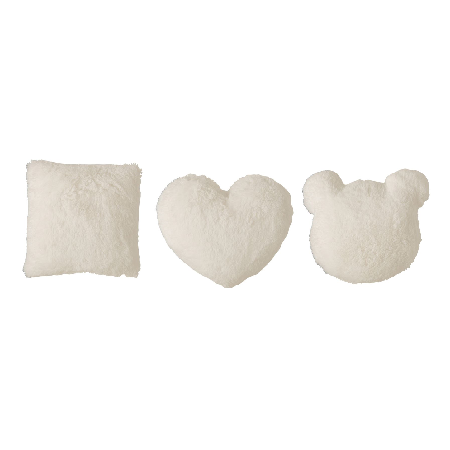 Kussen Vierkant/Hartje/Berenkopje Pluche Wit Assortiment Van 3