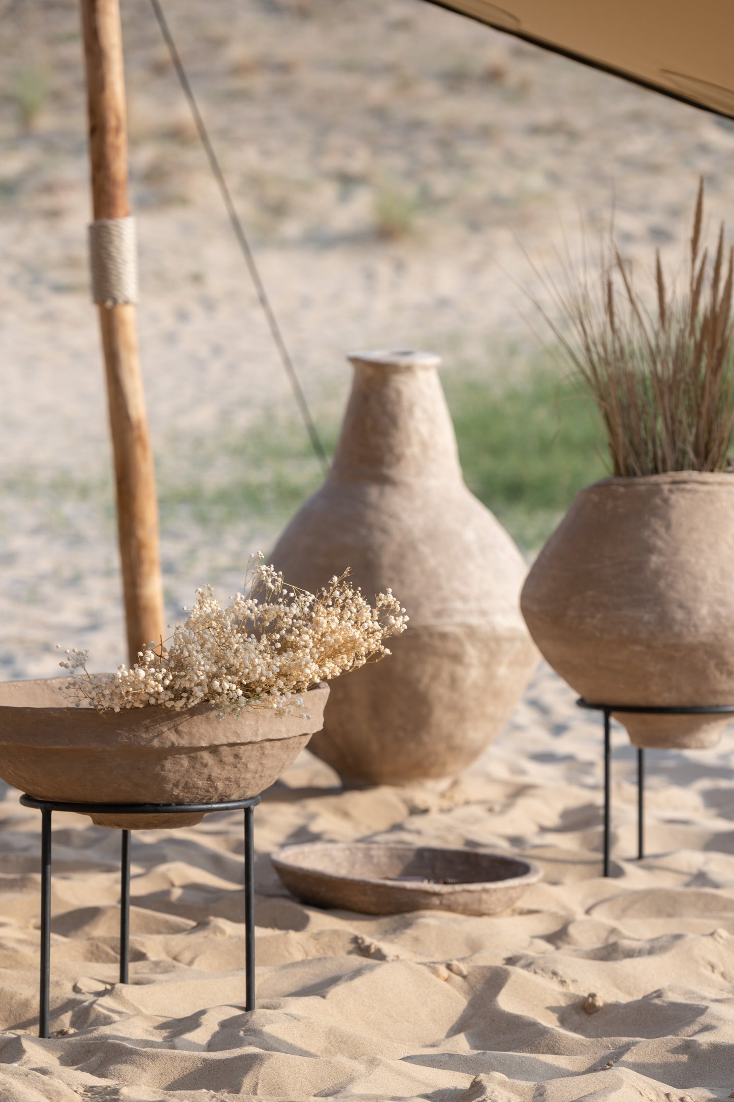 Schaal Op Voet Chad Papier Mache Bruin