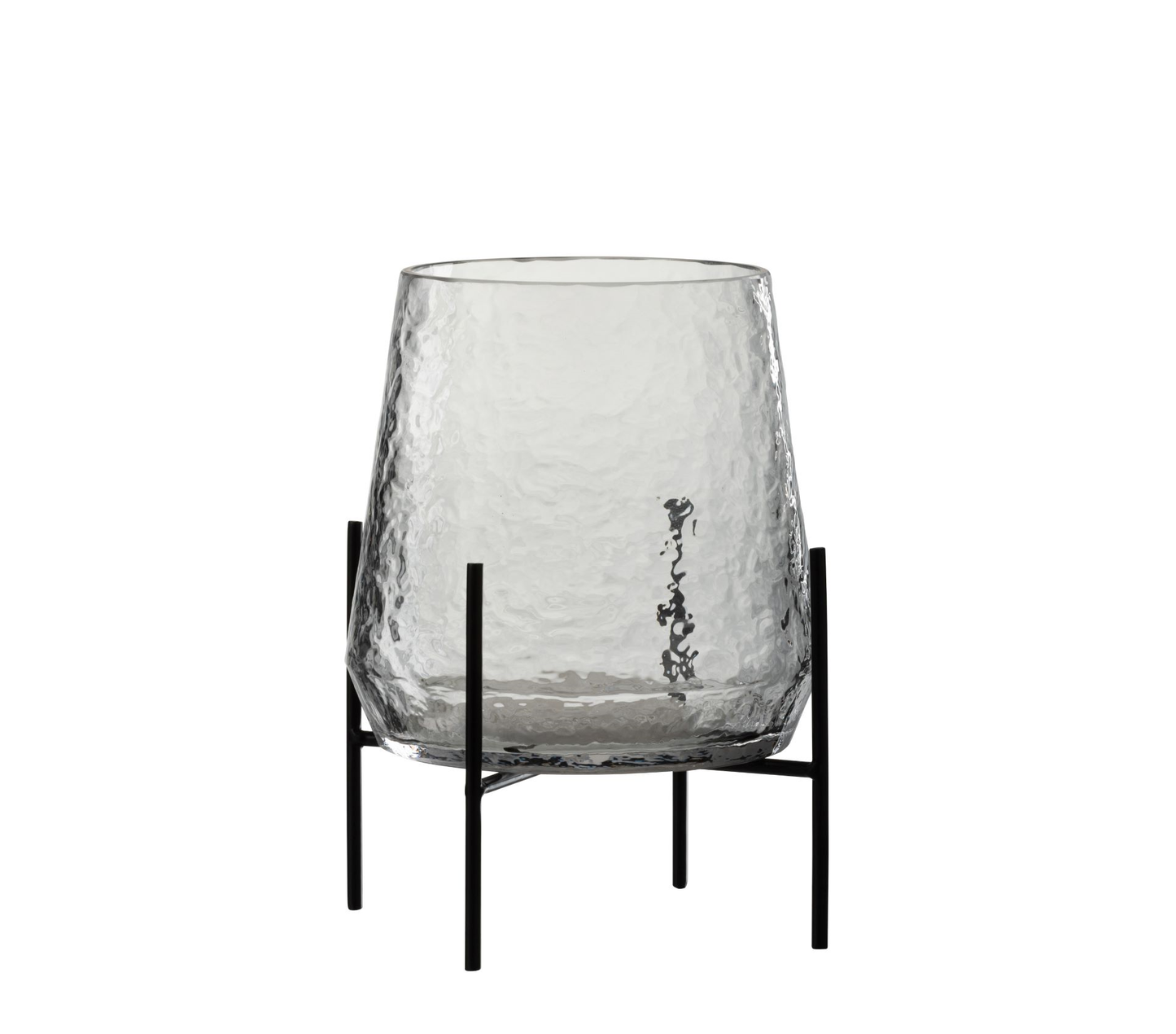 Vase Sur Pied Verre Irrégulier Transparent/Noir Small