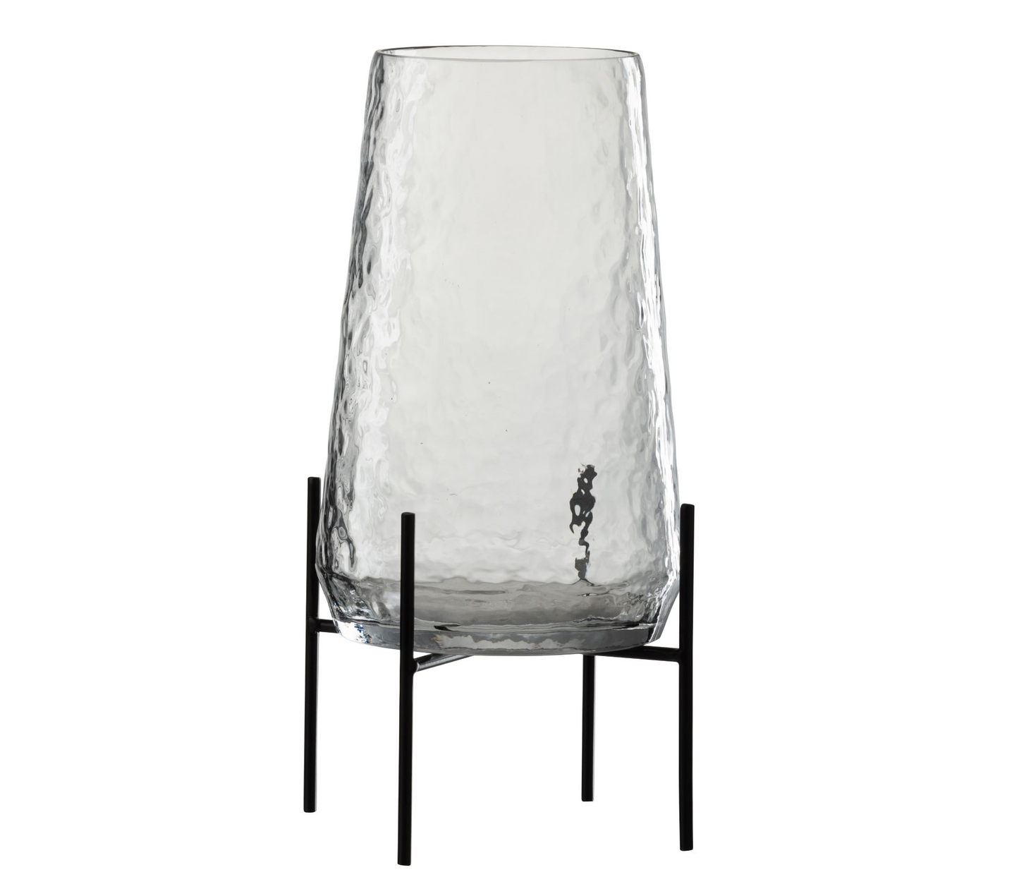 Vase Sur Pied Verre Irrégulier Transparent/Noir Large