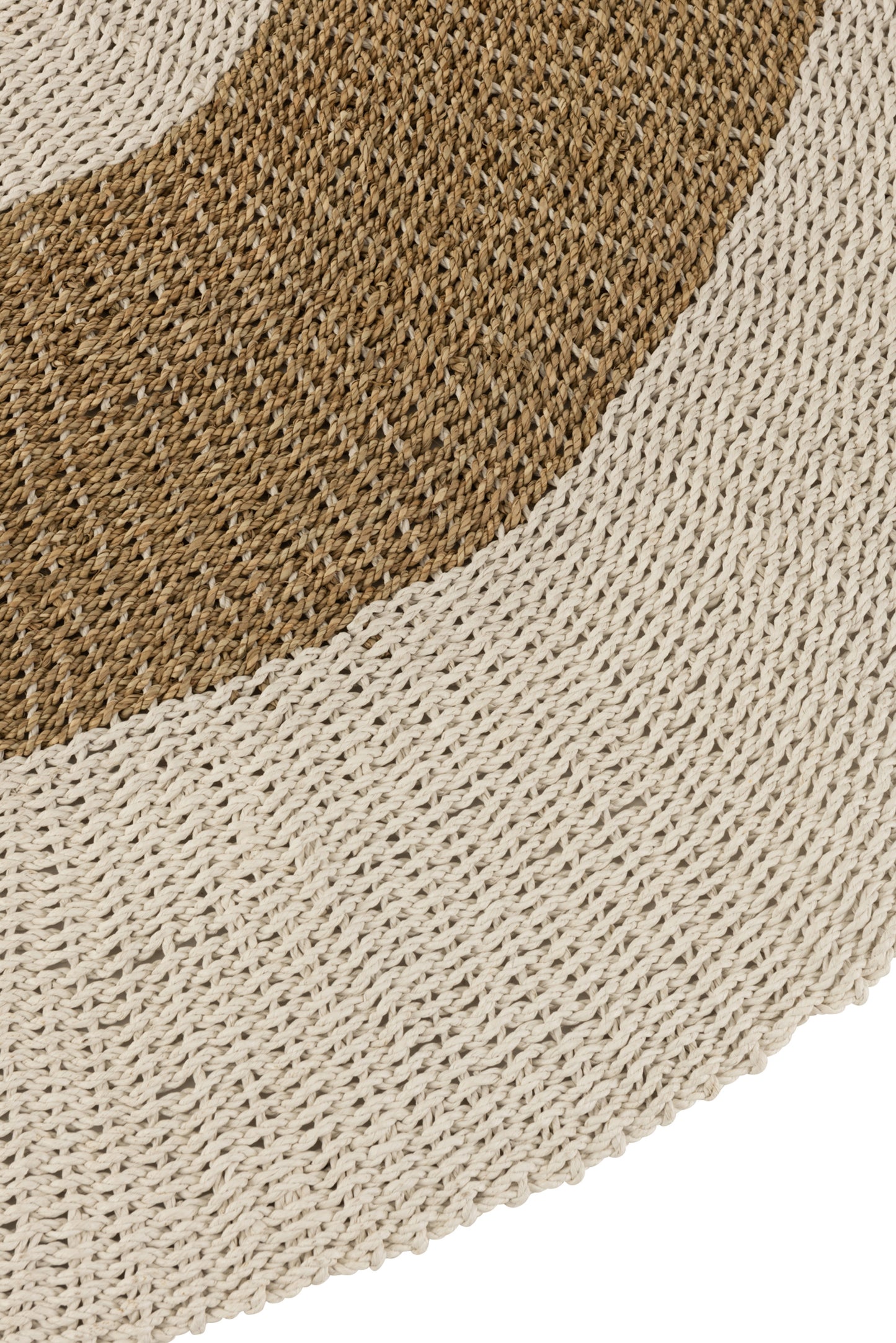Tapis Rond Jonc de Mer Blanc/Naturel Large