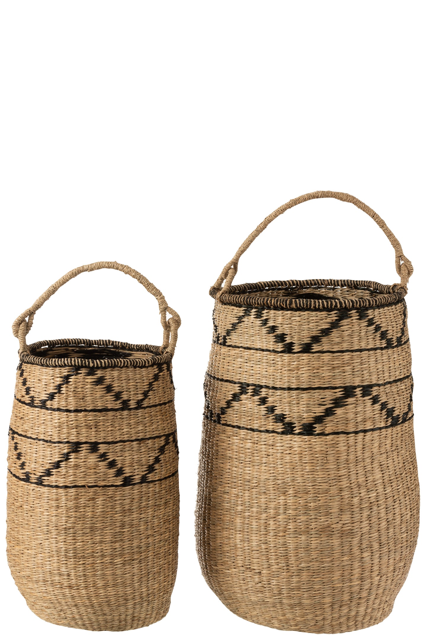 Set Of 2 Baskets Large Seagrass Natural/Black