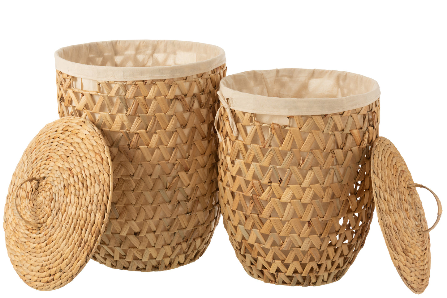 Set Van 2 Wasmanden + Deksel Waterhyacinth Naturel