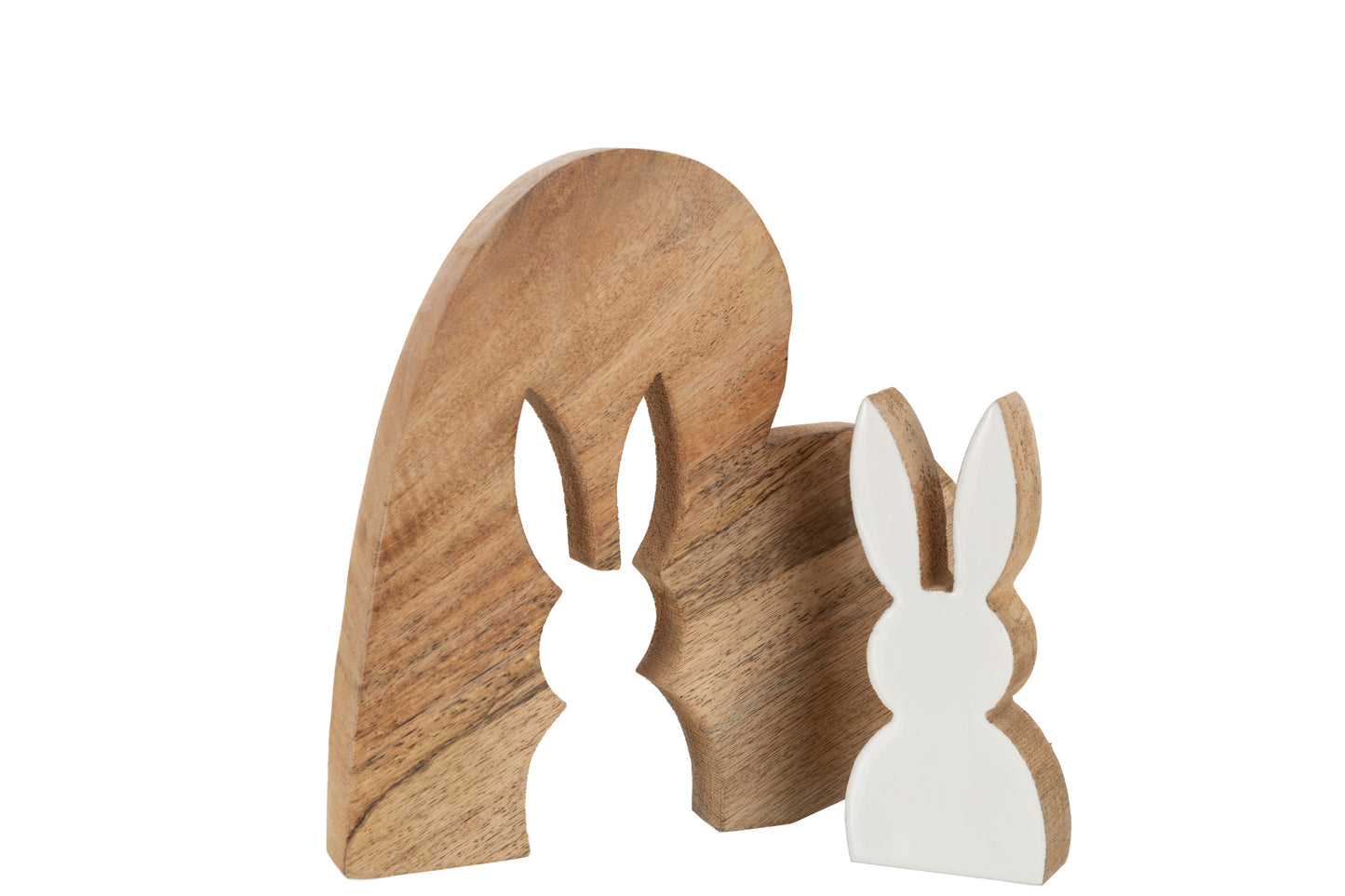 Konijn Silhouet Hart Puzzel Mango Hout Naturel Wit Large