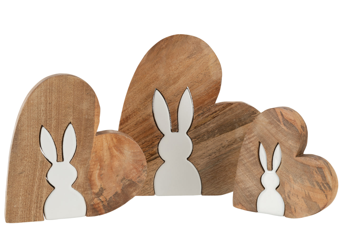 Konijn Silhouet Hart Puzzel Mango Hout Naturel Wit Large