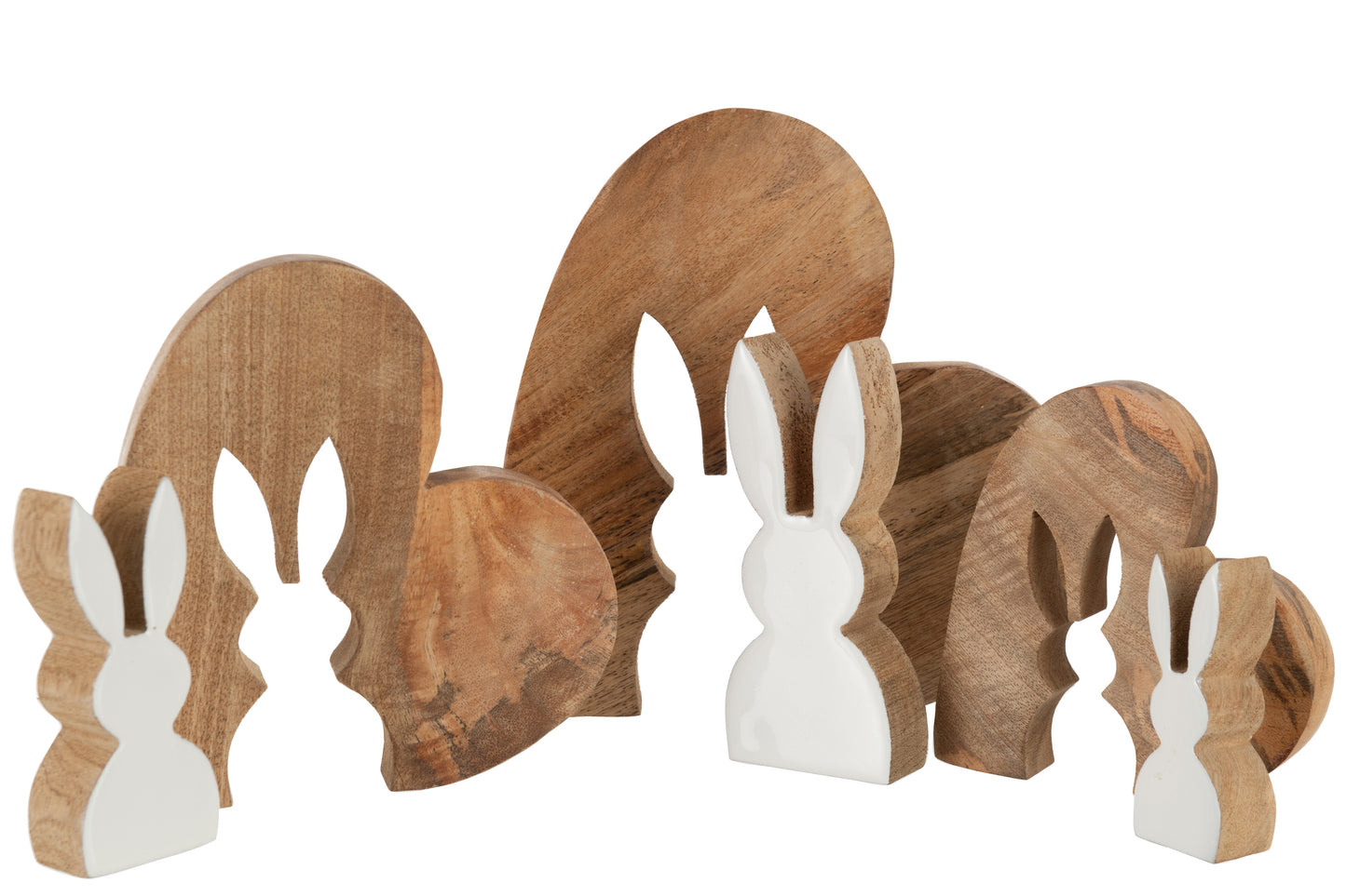 Konijn Silhouet Hart Puzzel Mango Hout Naturel Wit Large