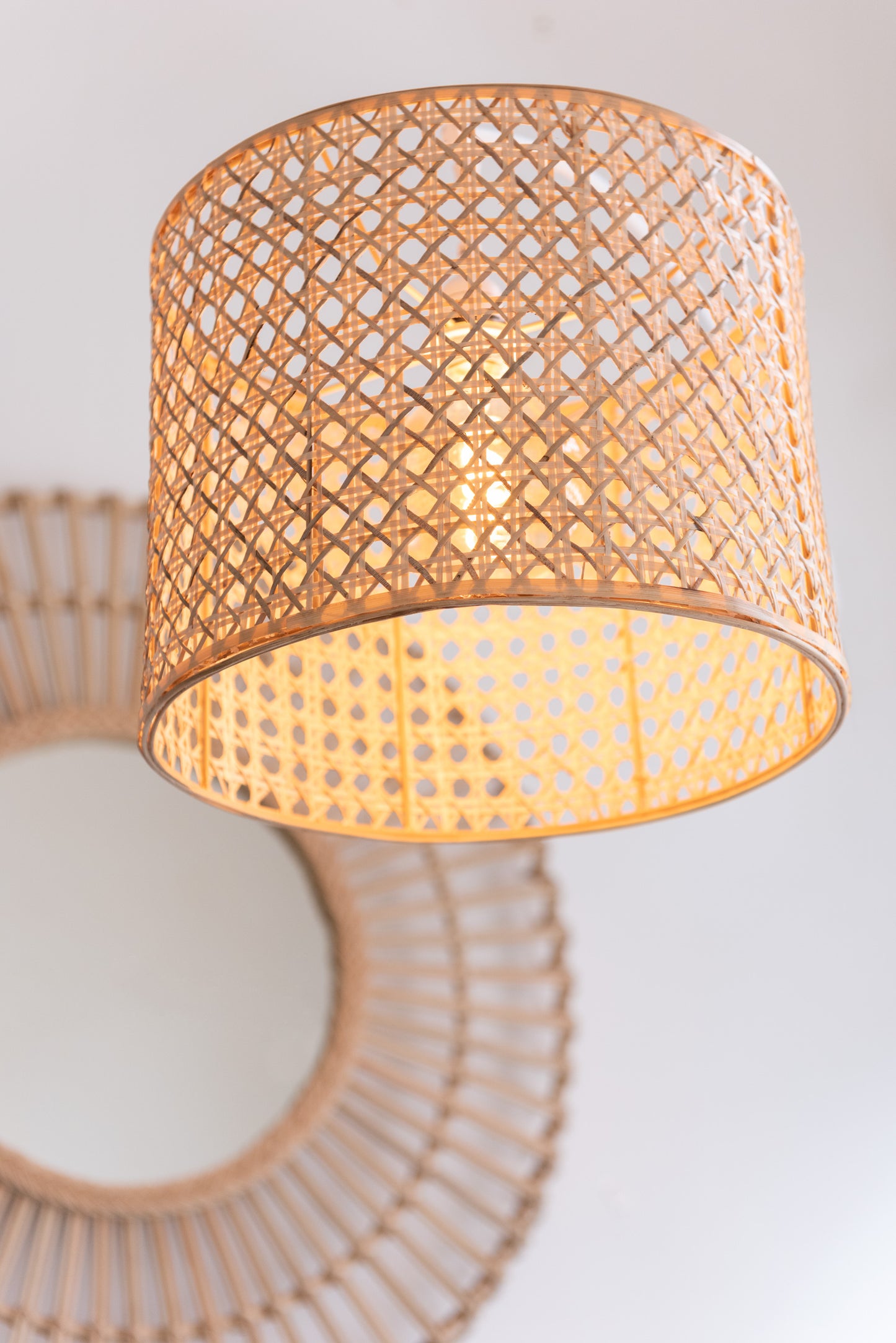Lamp Standing Roma Bamboo Metal Natural/White