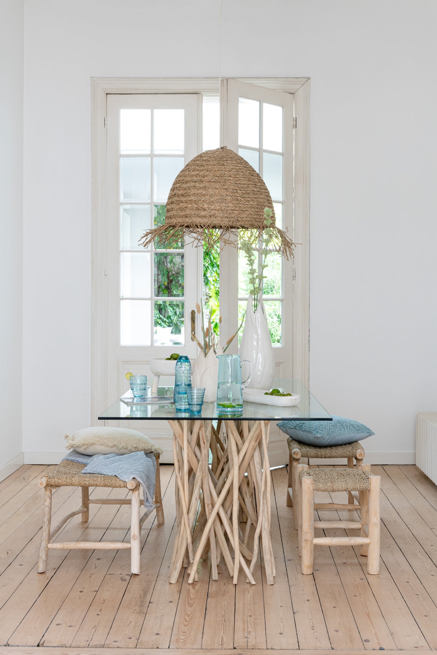 Krukje Timo Gras/Teak Hout Naturel Small