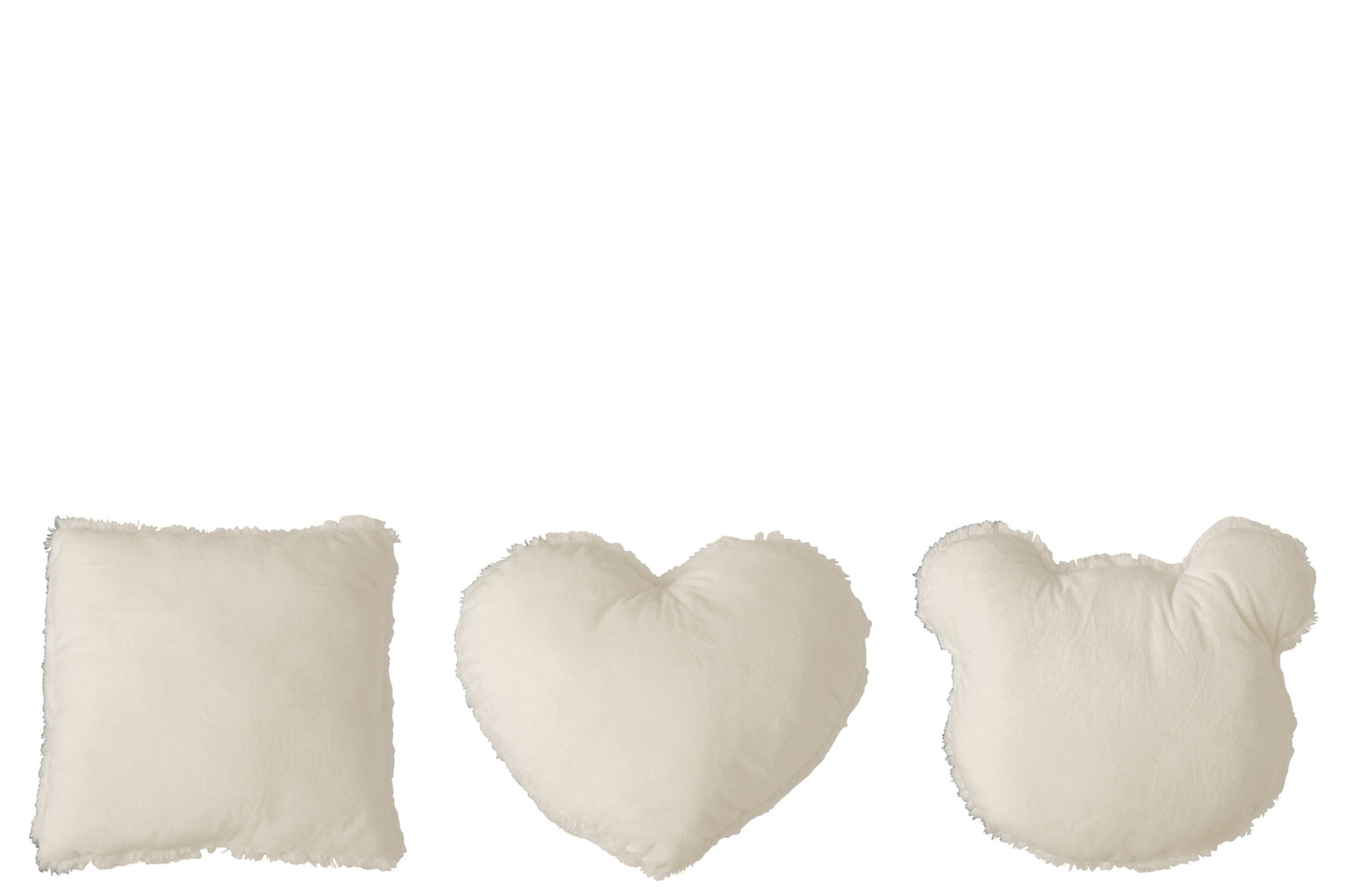 Kussen Vierkant/Hartje/Berenkopje Pluche Wit Assortiment Van 3