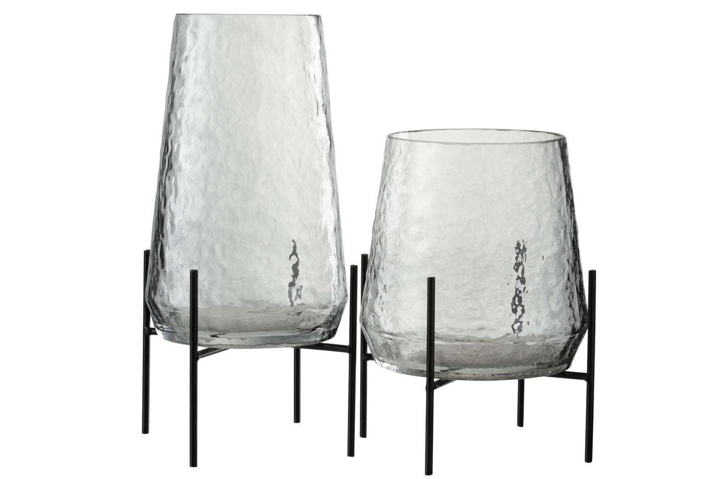 Vase Sur Pied Verre Irrégulier Transparent/Noir Small