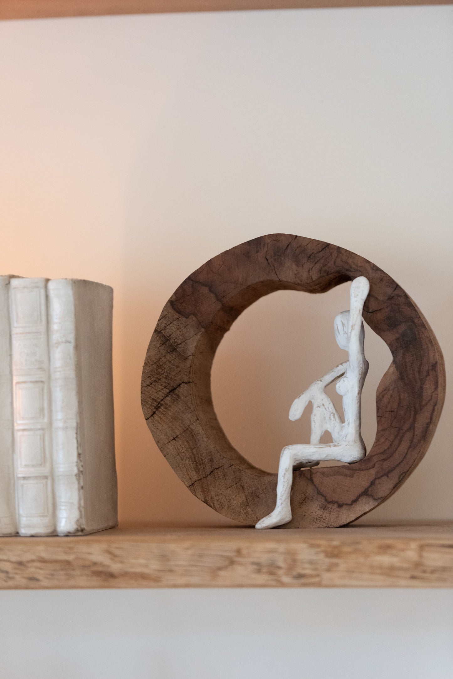 Figurine Repos Bois Métal Naturel/Blanc Assortiment De 2
