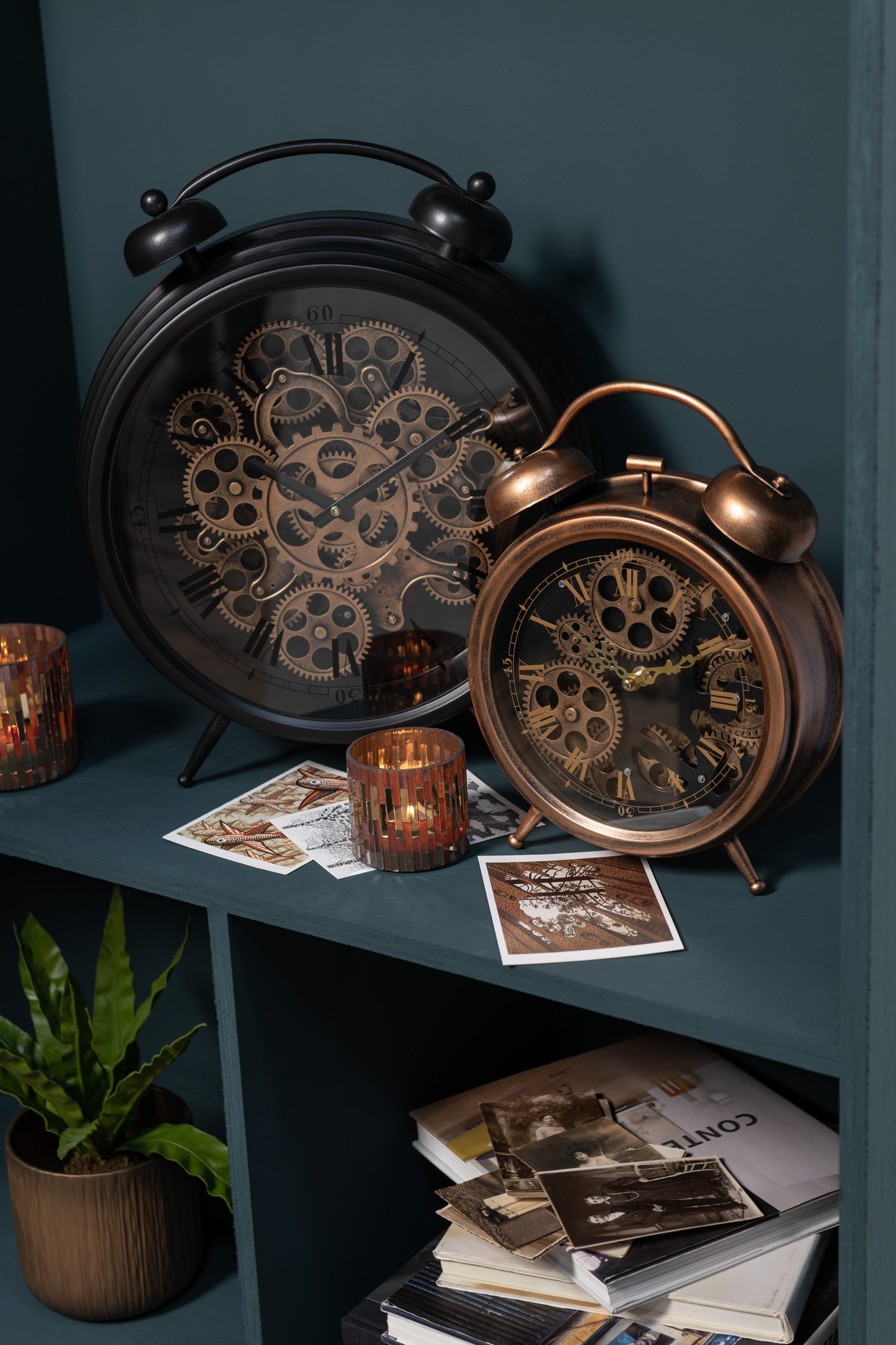Theelichthouder Chic Glas Bruin/Goud Small