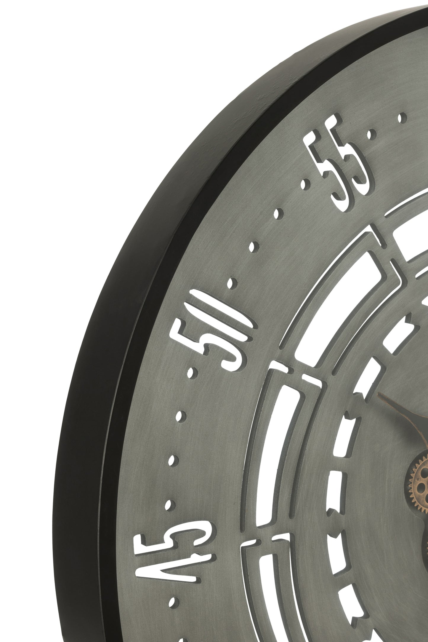 Horloge Ronde Secondes Engrenages Métal Noir/Gris Large