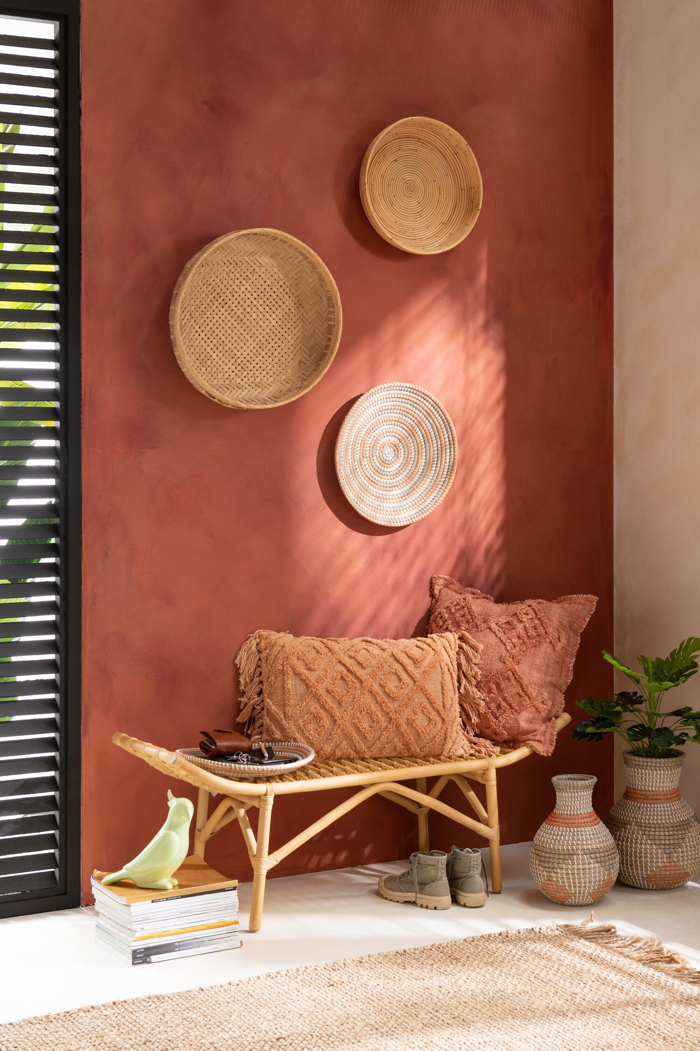 Coussin Franges Coton Terracotta