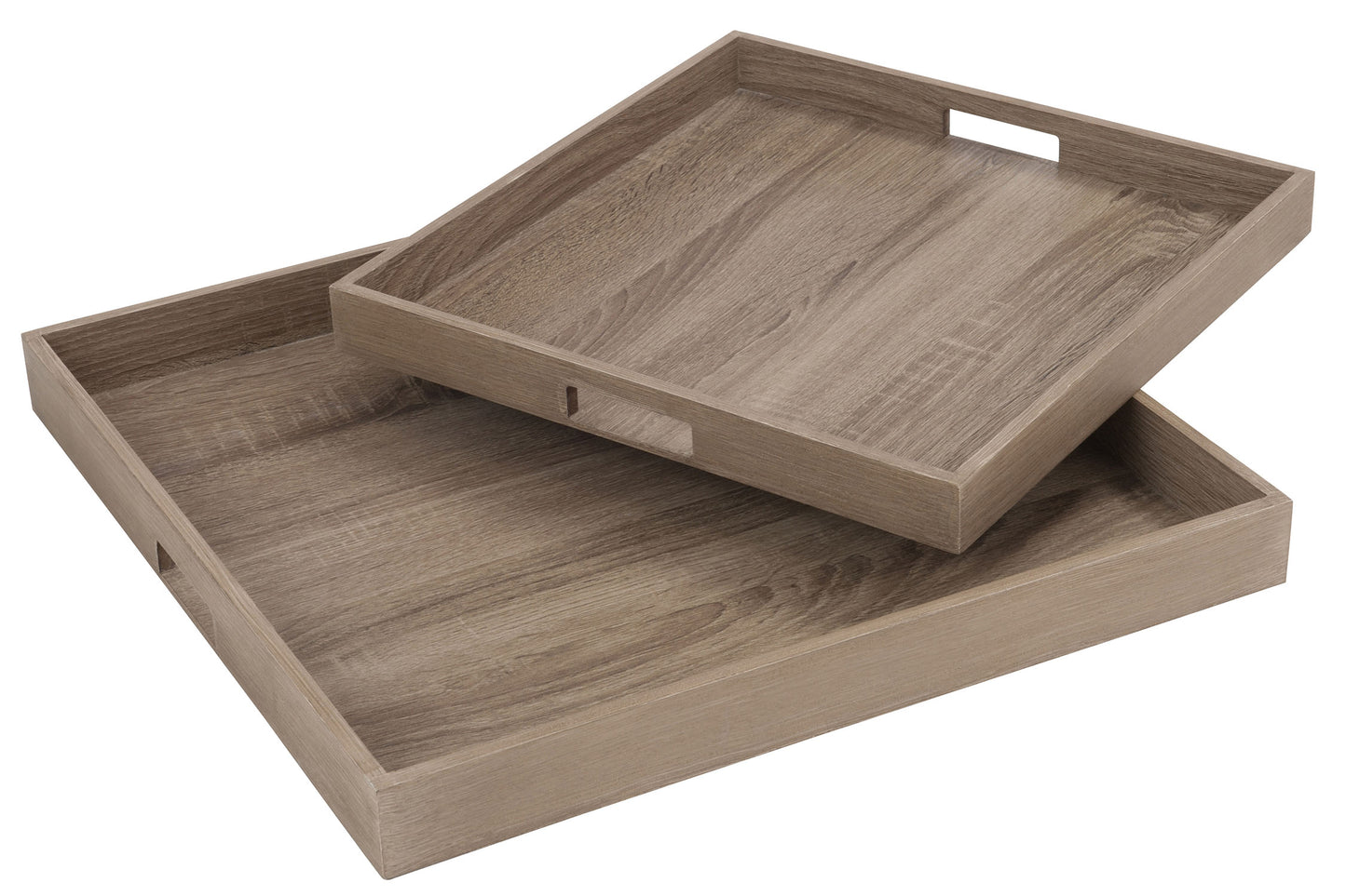 Set 2 Plateau Vierkant Hout Naturel