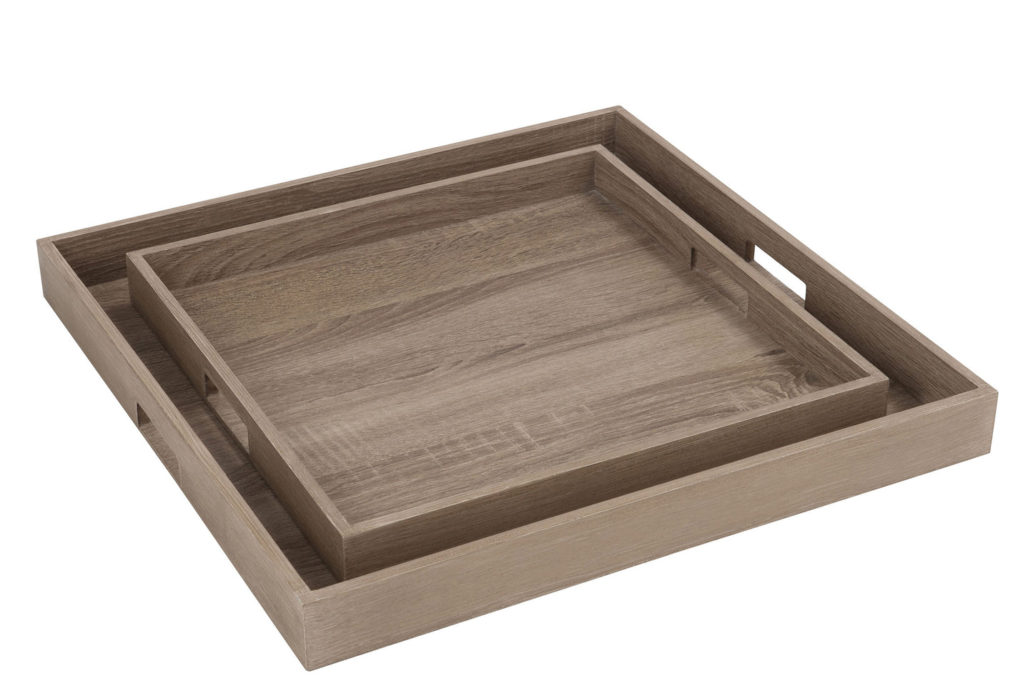 Set 2 Plateau Vierkant Hout Naturel