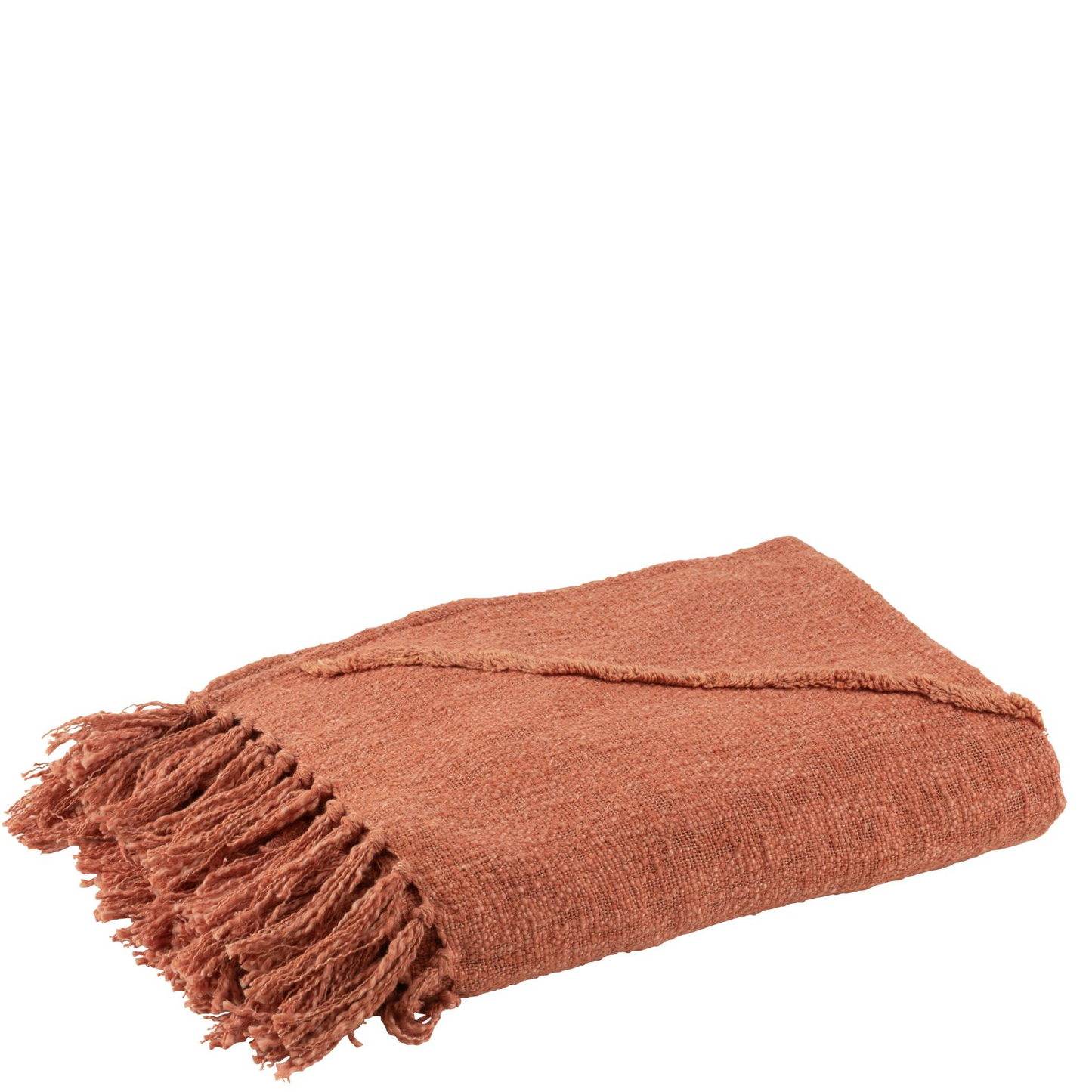 terracotta plaid met franjes van katoen