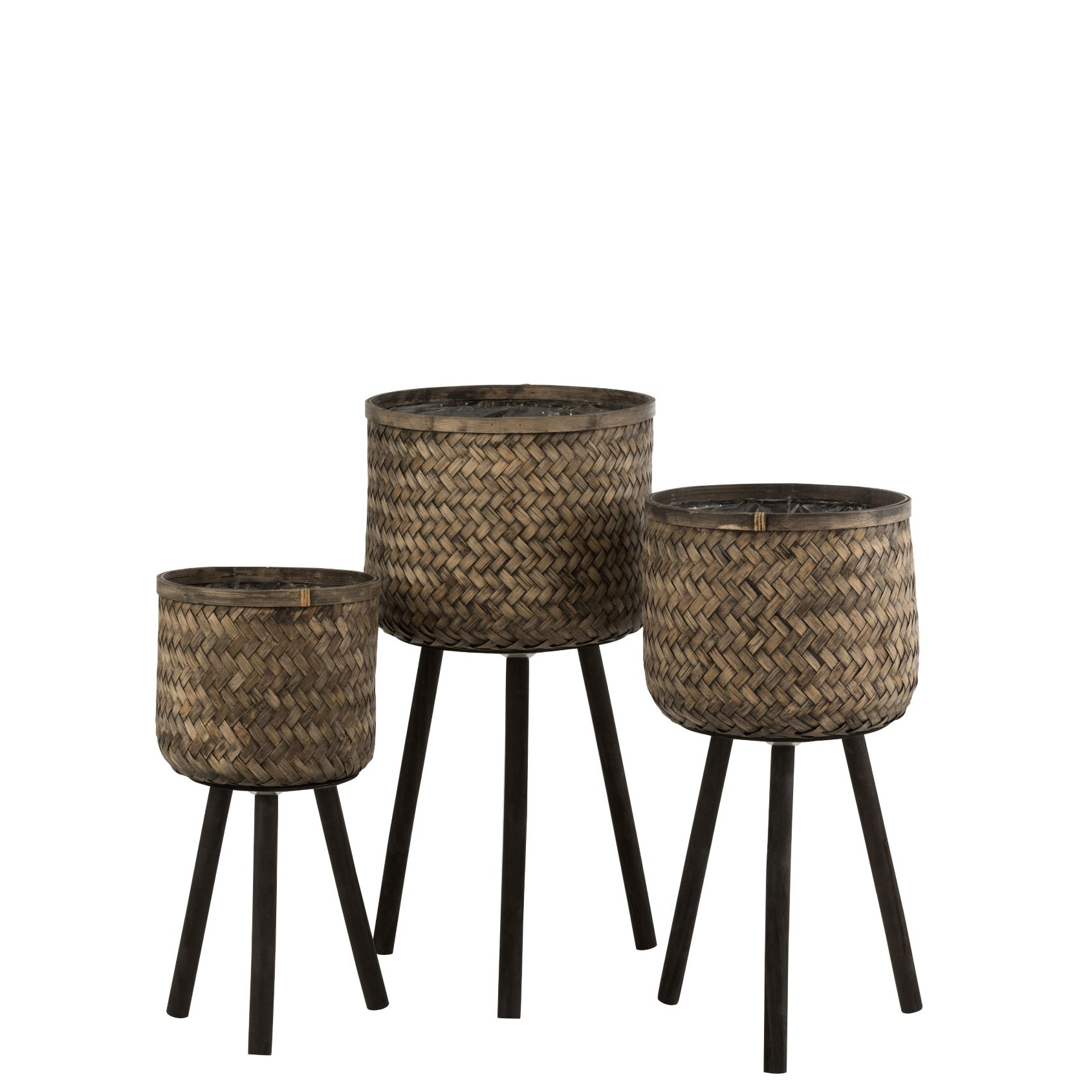 Wrijven Beïnvloeden te ontvangen Set Of Three Flower Pot Holders Three Legs Bamboo/Plastic Gray – Felika