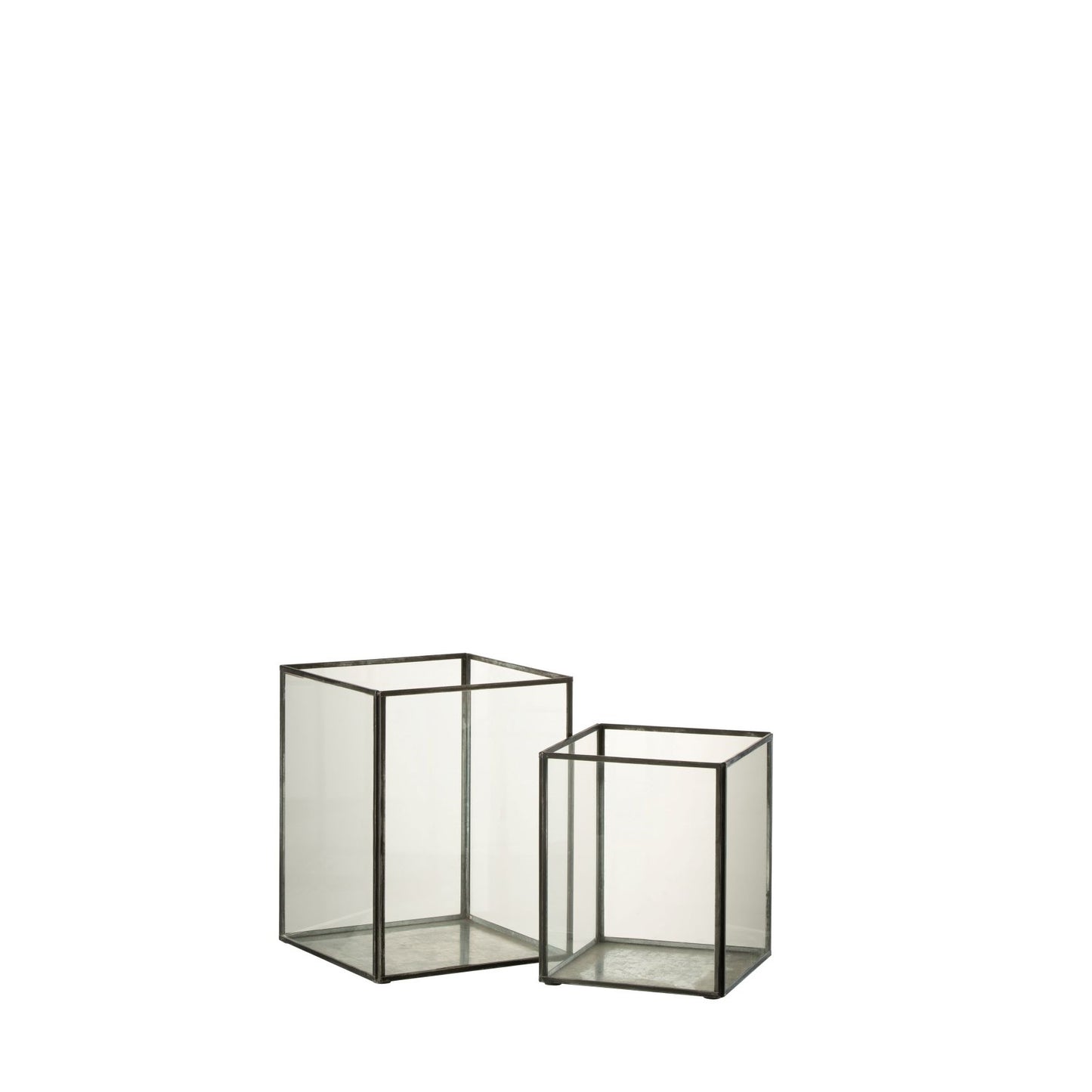 Kaarshouders twee zwart glas doorschijnend van Felika