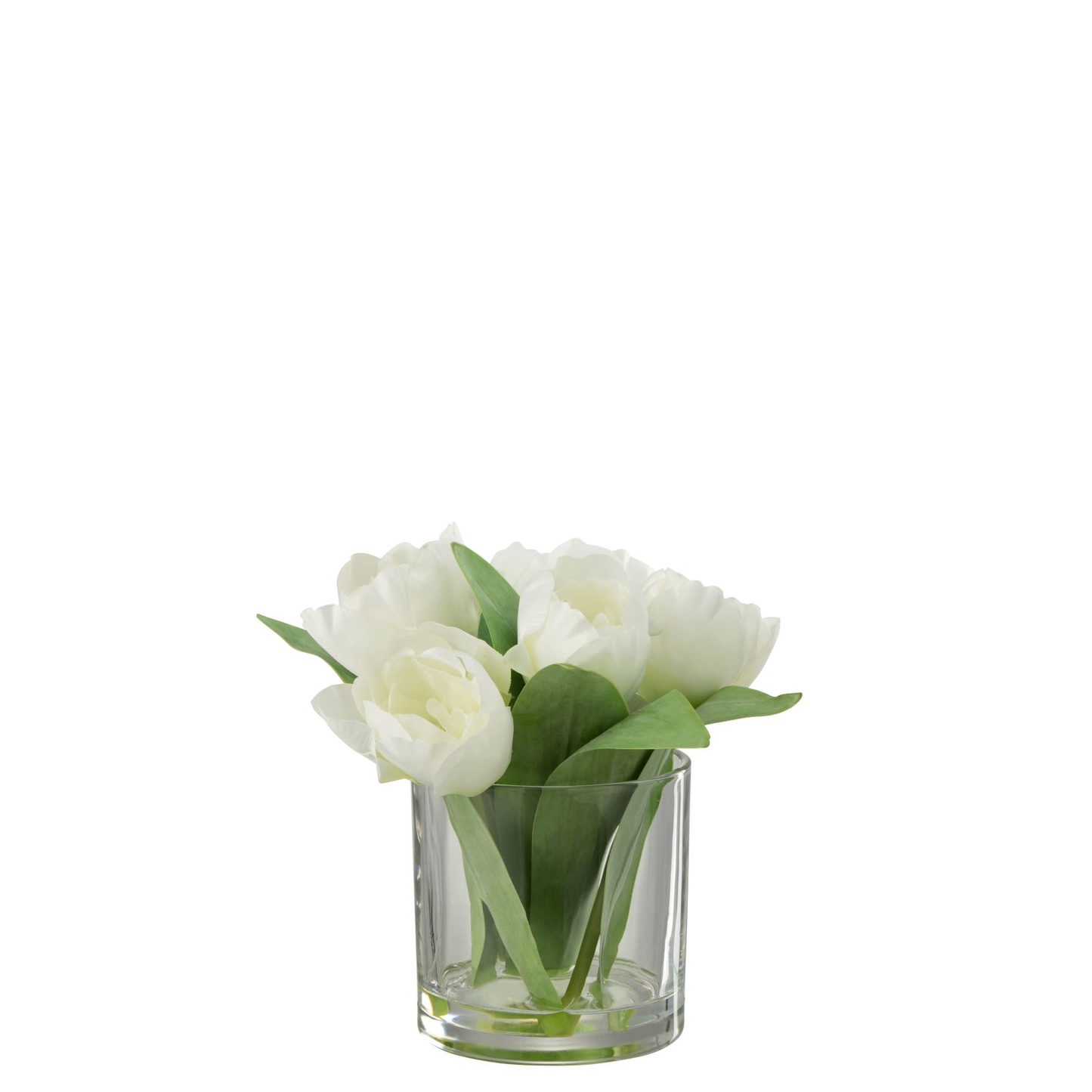 Tulpen In Vaas Rond Plastiek Glas Wit Small