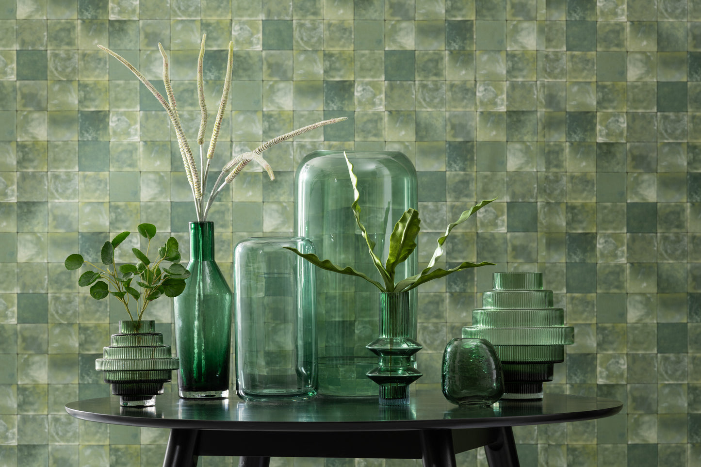 Vaas Rond Hoog Groen Glas Small collectie