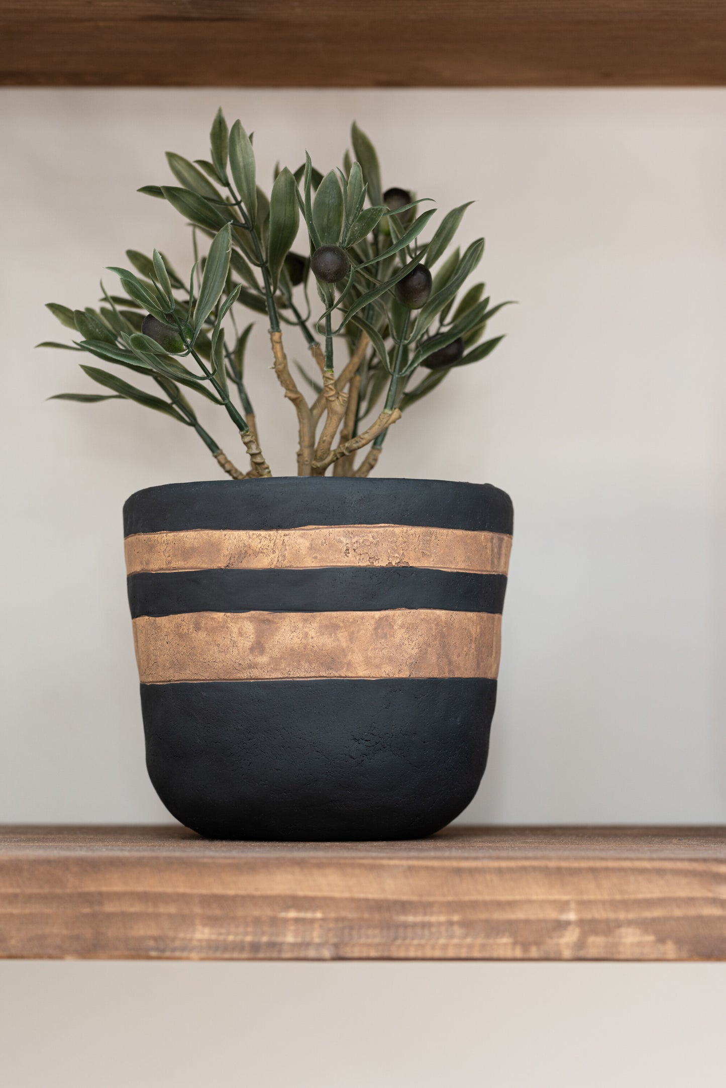 Bloempot Kenia Keramiek Zwart/Bruin Medium