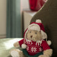 Beer Met Kersttrui+Muts Textiel Beige/Rood Large