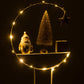 Semicirkel Op Voet+Led Kerstman Hout Wit/Goud