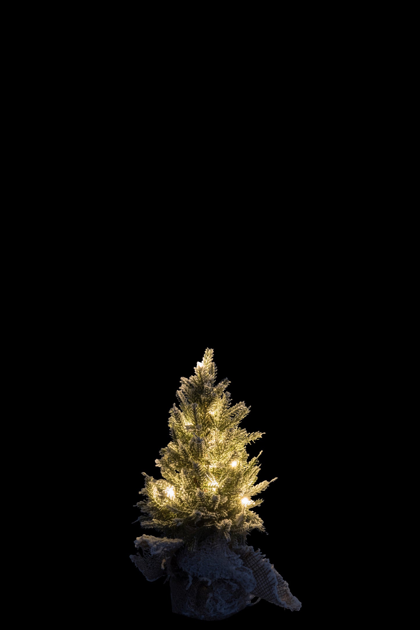 Kerstboom+Led+Pot Jute Plastiek Besneeuwd Groen Extra Small