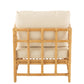 Armstoel Elise+Kussen Rotan/Textiel Naturel/Wit