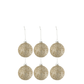 Doos Van 6 Kerstballen Glitters Glas Goud Mix