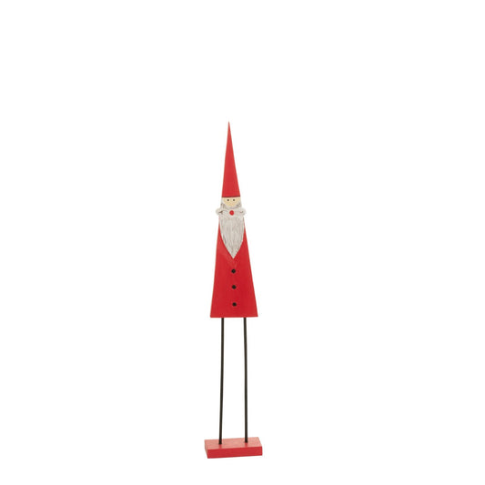Kerstman Op Voet Hout Rood Medium