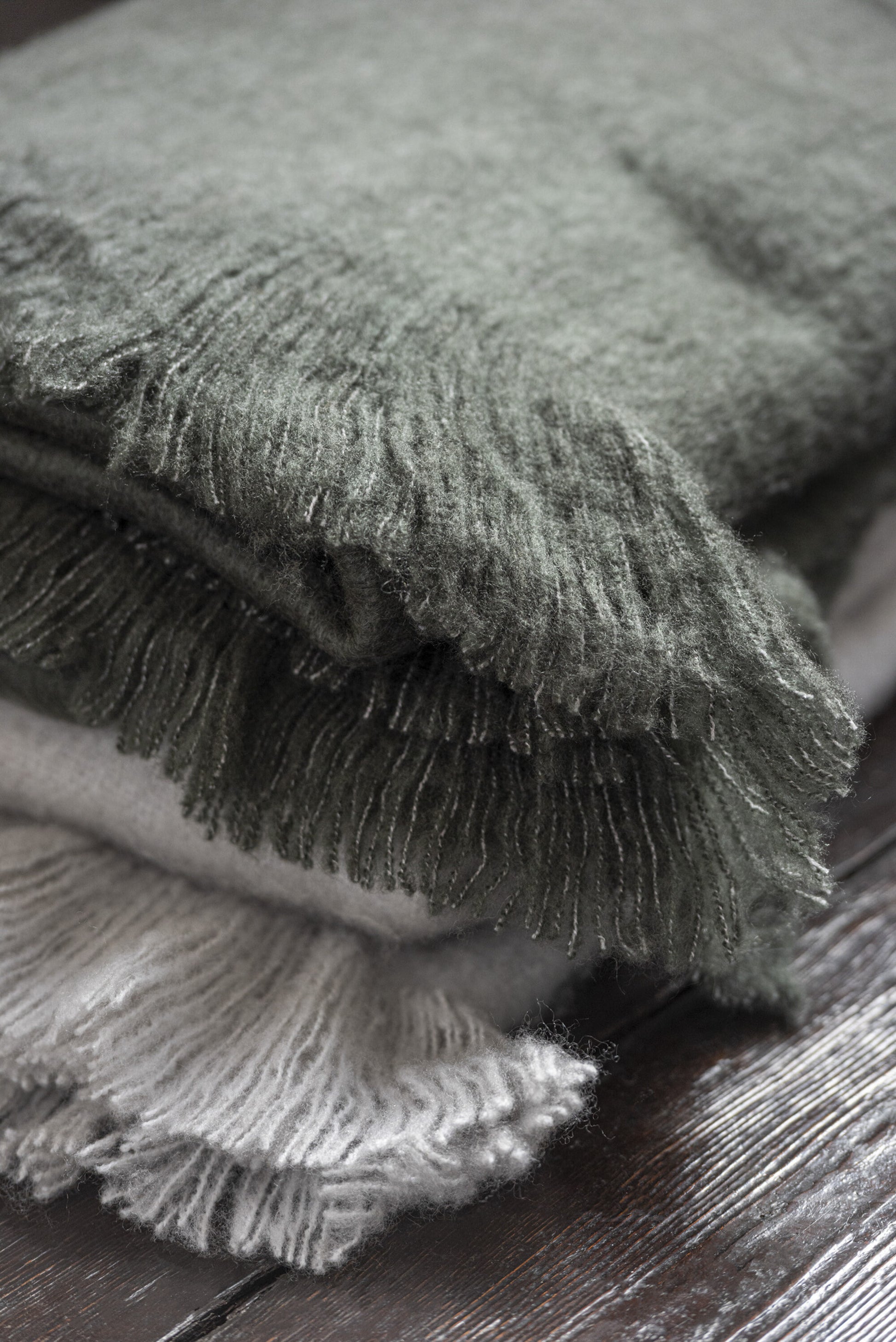 Plaid Franje Polyester Anthracite