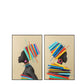 Schilderij Afrikaanse Vrouw Hout/Canvas Mix Assortiment Van Twee